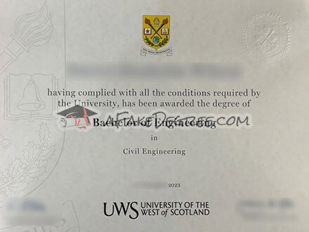 Buy fake University of the West of Scotland diploma safely