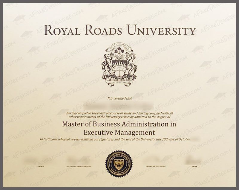 Buy fake Royal Roads University diploma conveniently