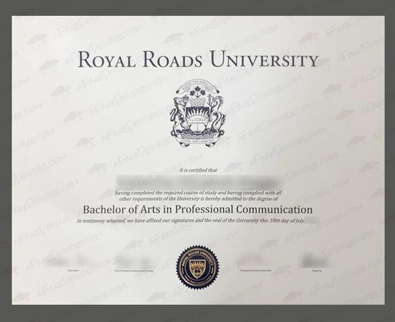 Buy fake Royal Roads University diploma conveniently