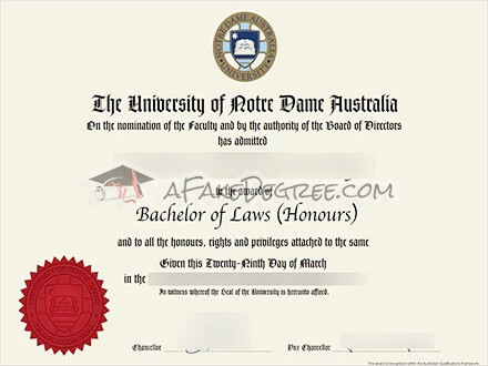 Buy fake University of Notre Dame Australia diploma for free