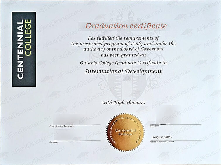 Buy fake Centennial College diploma quickly