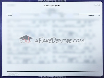 Buy fake Kaplan University (USA) transcript quickly