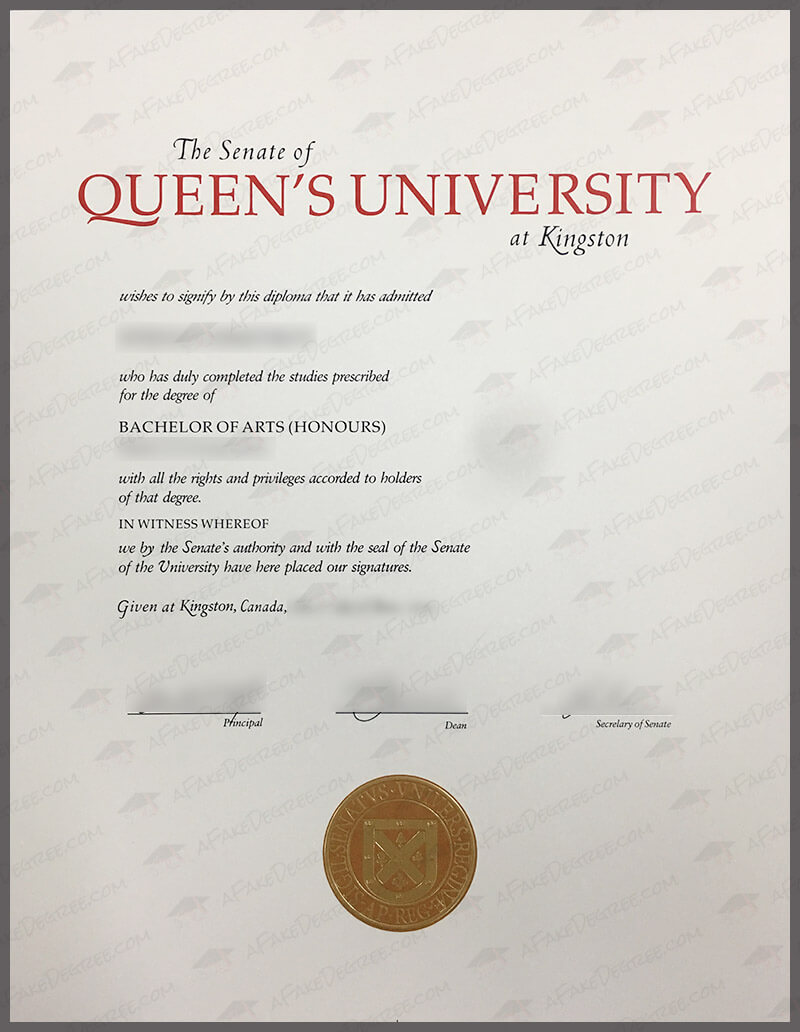 Buy fake Queen's University diploma perfect