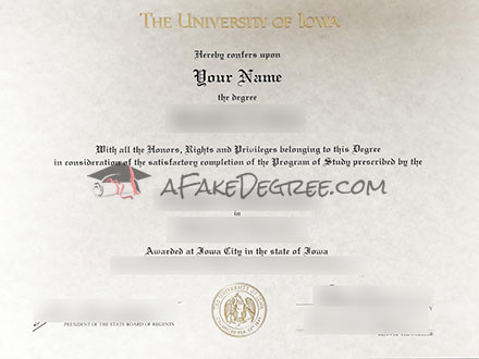 University of Iowa Graduation Certificate