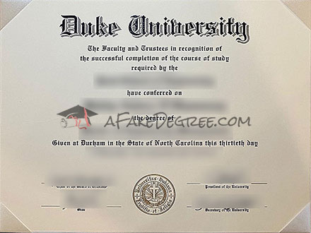 Duke University Graduation Certificate