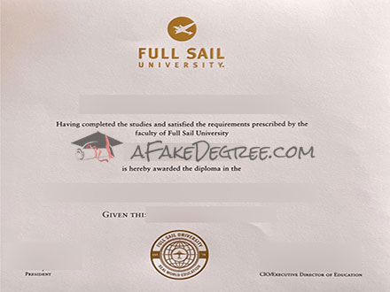 Full Sail University degree Certificate