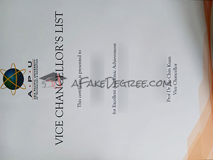 Asia Pacific University Certificate