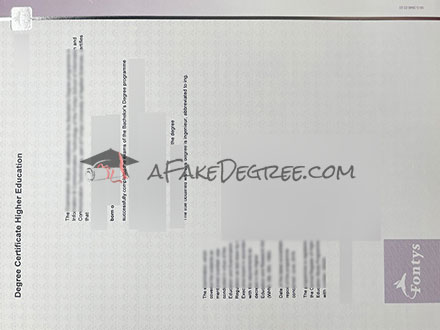 Fontys University of Applied Science degree Certificate