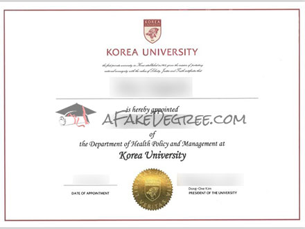 Korea University degree Certificate
