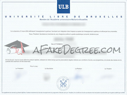 Université libre de Bruxelles degree Certificate