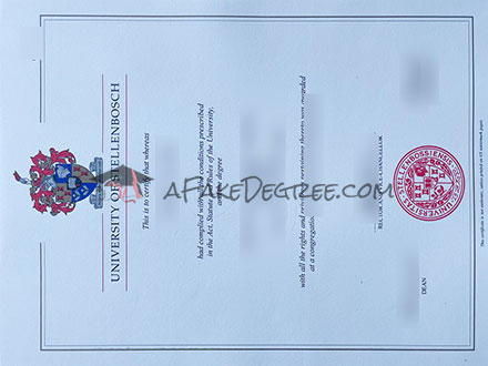 Stellenbosch University degree Certificate