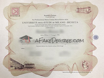 University of Milano-Bicocca degree Certificate