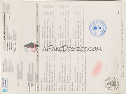 Fake Ontario Tech University transcript