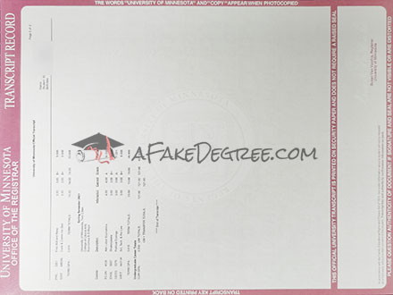 University of Minnesota transcript