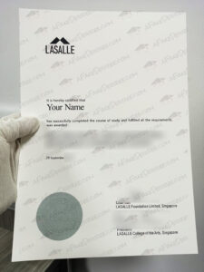 fake Lasalle College of the Arts Certificate