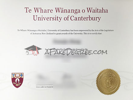 University of Canterbury degree Certificate