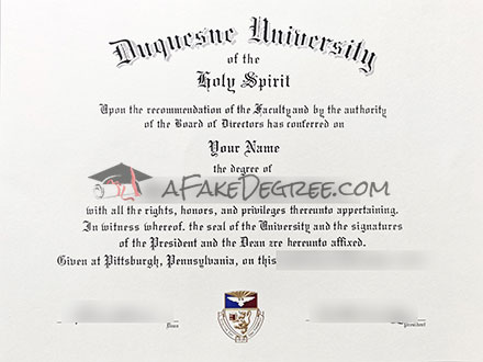 Duquesne University degree Certificate