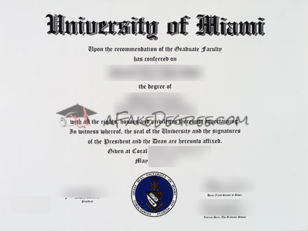 University of Miami degree Certificate