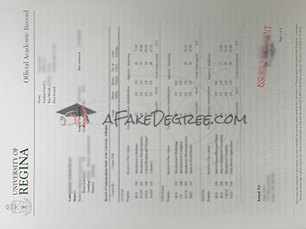 University of Regina transcript