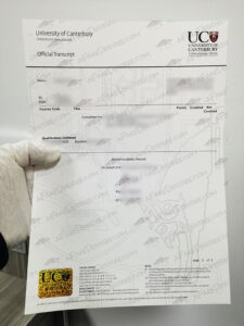 University of Canterbury transcript